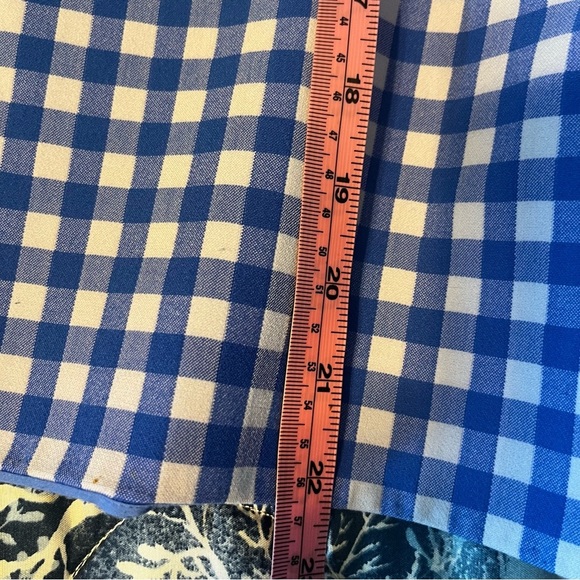 Diane Von Furstenberg Blue White Gingham Check Long Sleeve Top Size 8 EUC - Picture 9 of 11